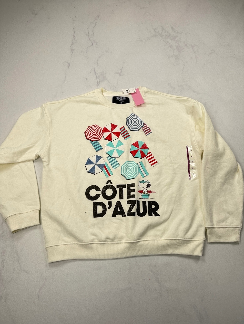 Peanuts Côte D'Azur Sweatshirt Cream Current Statement Piece - Womens XL
